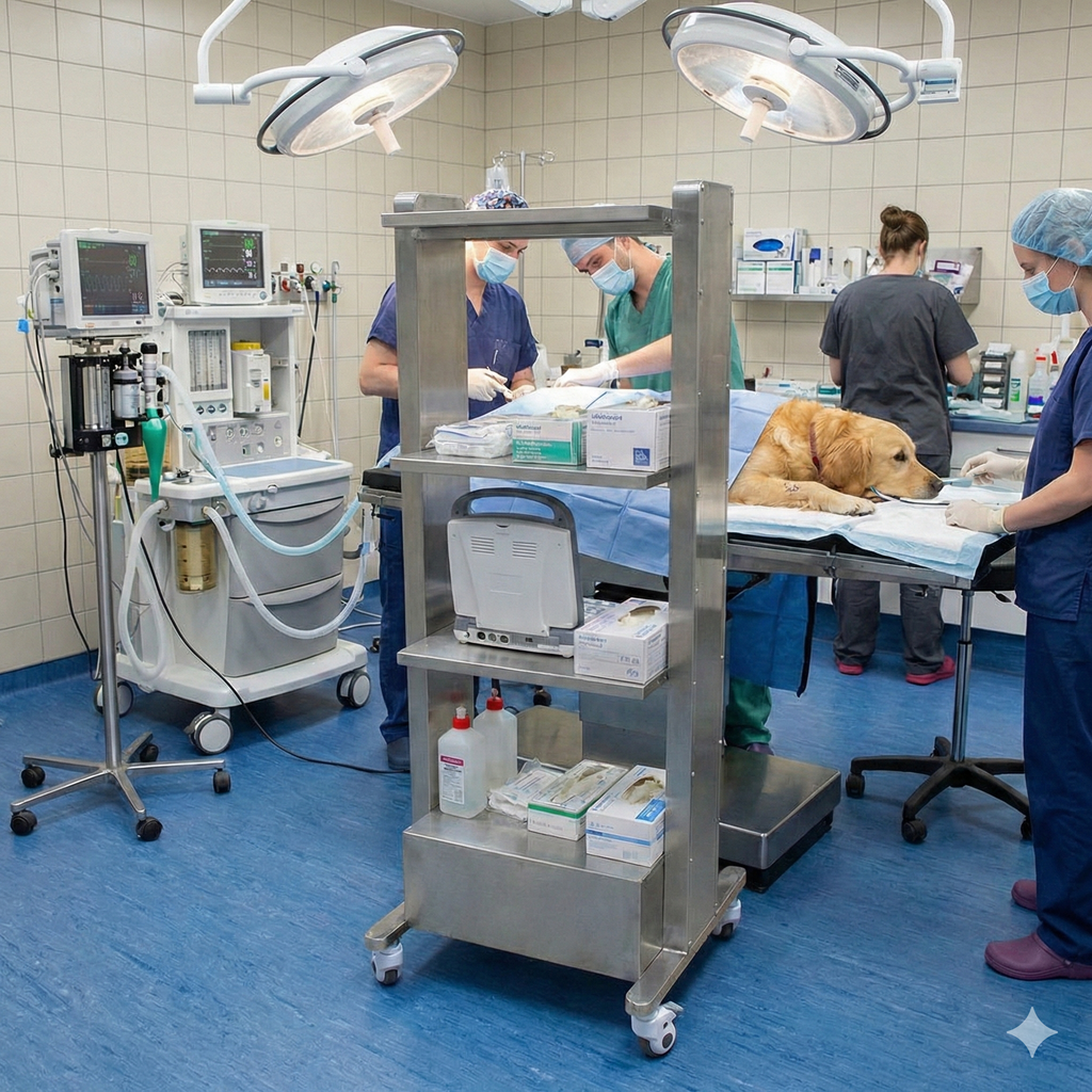 Carro de Quirófano con Tomas Eléctricas